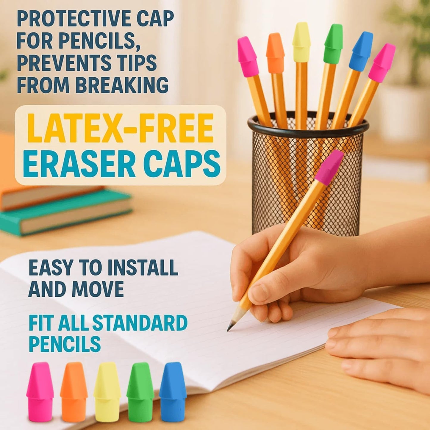 Cap Erasers for Pencils Pulk - Pencil Top Erasers Cap Erasers Toppers for Latex Free Assorted Colors School Supplies for Teachers Sudents Classroom Home and Office (240)