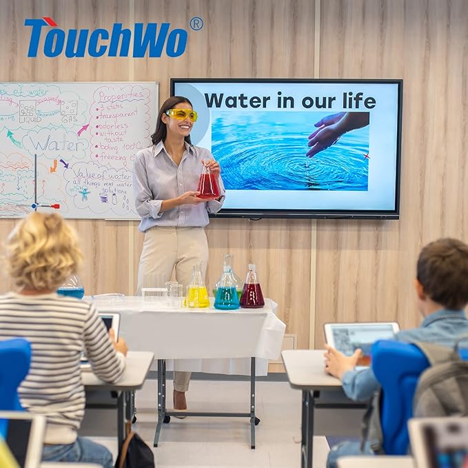 55" Interactive Touchscreen Monitor, Smart Board 4K Display with Wall Mount, Android 14 Smart Touch Screen Presentation Electronic Whiteboard for Office & Classroom, RAM 4G & ROM 32G