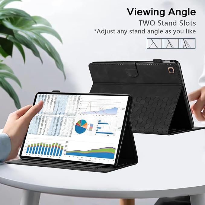 Case for Samsung Galaxy Tab A 10.1 2019 Model SM-T510/T515, Multi-Angle Viewing Smart Stand with Pocket PU Leather Tablet Cases Flip Folio Cover Black