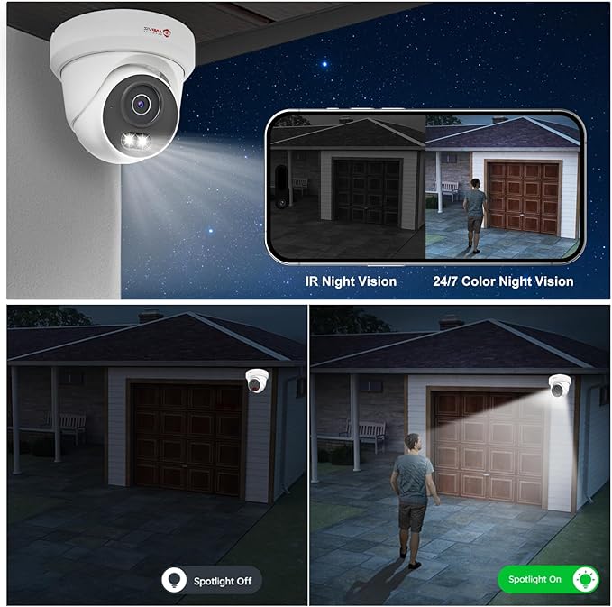 Anpviz 12MP 16CH NVR PoE Security Camera System, 8PCS 3K 6MP Wired IP Turret Cameras Outdoor with AI Human Vehicle Detection, Smart Color Night Vision, Built in Mic, 12MP PoE NVR with 4TB HDD, NDAA