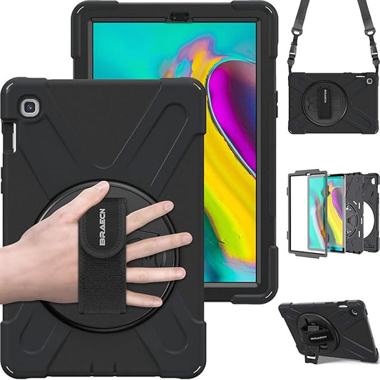 BRAECN for Samsung Galaxy Tab S5e Case 10.5 inch 2019, Heavy Duty Shockproof Case with 360 Rotating Kickstand/Hand Strap&Shoulder Strap for Galaxy Tab S5e 10.5‘’ Tablet SM-T720/SM-T725-Black