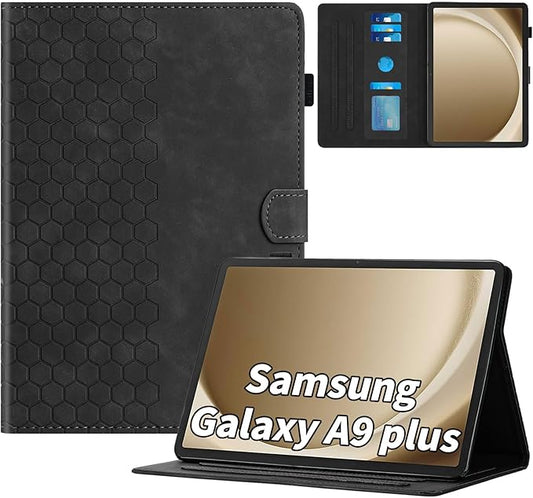 Case for Samsung Galaxy Tab A9 Plus/A9+ 5G 11 Inch 2023 Model (SM-X210/X216/X218), Multi-Angle Viewing Smart Stand with Pocket Auto Wake/Sleep PU Leather Tablet Cases Flip Folio Cover Black