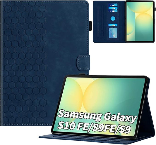 Case for Samsung Galaxy Tab S10 Lite/S10 Fe/S9 Fe 10.9" /S9 11" Tab Cases Multi-Angle Viewing Smart Stand with Pocket Auto Wake/Sleep PU Leather Tablet Flip Folio Cover Blue