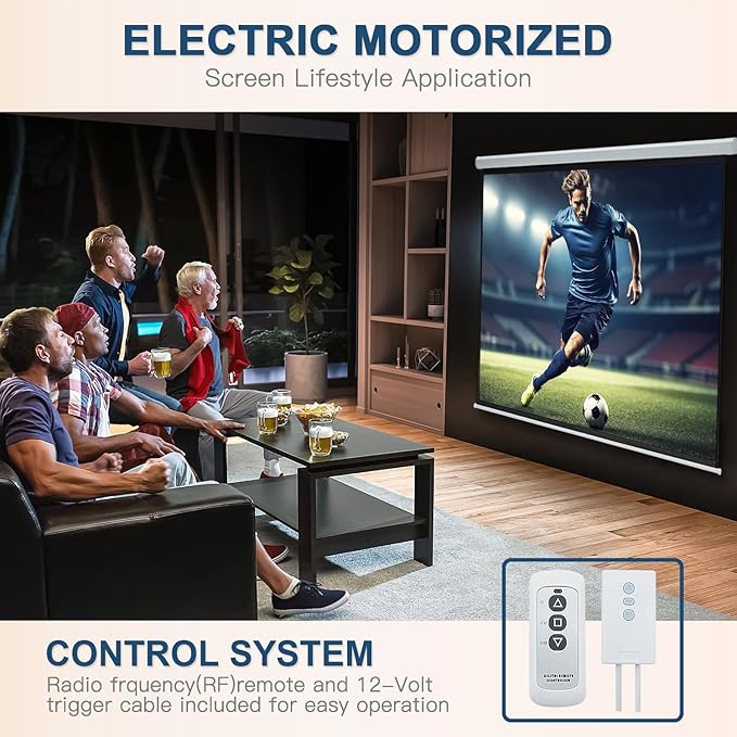 YODOLLA 110" Projector Screen Motorized 16:9, 4K HD Pull Down Retractable Projection Screens Electric Automatic Wall Ceiling Movie Screen for Office Classroom Indoor with Remotes