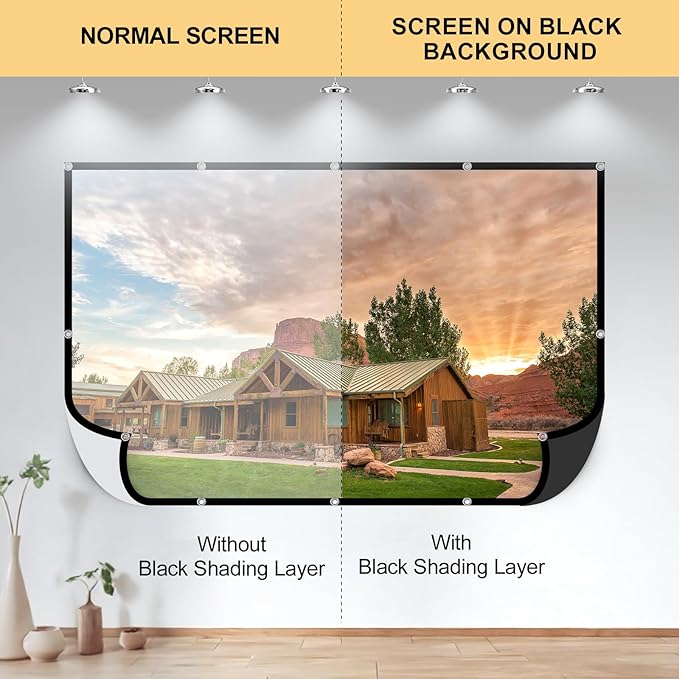 Foldable 84-inch Projector Screen,XINLEMY 4k 16:9 Anti-Crease Portable Washable Projector Backing Black Absorbs Light Movies Screens for Home Theater Backyard Indoor and Outdoor Camping