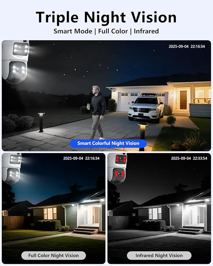 【2-Way Audio & Auto Tracking】 4MP PTZ Security Cameras Wireless Outdoor, WiFi Home Security Camera System, Video Surveillance DVR Kits