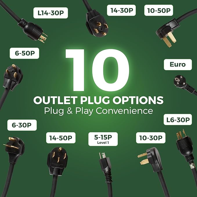 PRIMECOM Level 2 Electric Vehicle (EV) Charger (220V / 240Volt, 16Amp) Portable EVSE Smart Electric Car Charger, 30', 40', and 50 Feet Lengths (NEMA 10-30P, 50 Feet)