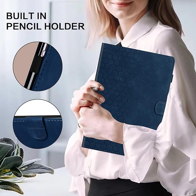 Case for Samsung Galaxy Tab S10 Plus 2024/ S9 FE Plus 5G 12.4 Inch 2023, Multi-Angle Viewing Smart Stand with Pocket Auto Wake/Sleep PU Leather Tablet Cases Flip Folio Cover Blue