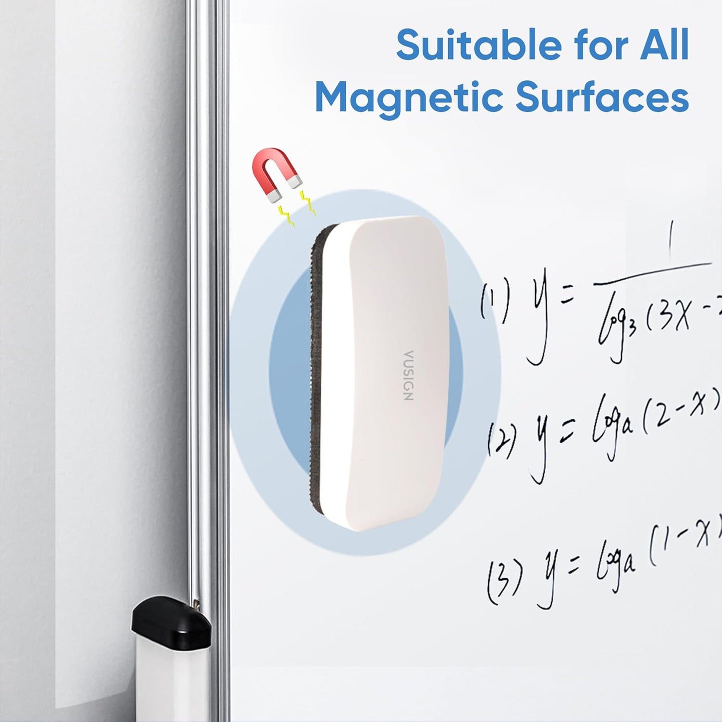 VUSIGN Magnetic Dry Erase Whiteboard Eraser, Glass Board Eraser for Dry Erase Board, Glass Board, Calendar Board, Office, Home,School Supplies, 6 Pack