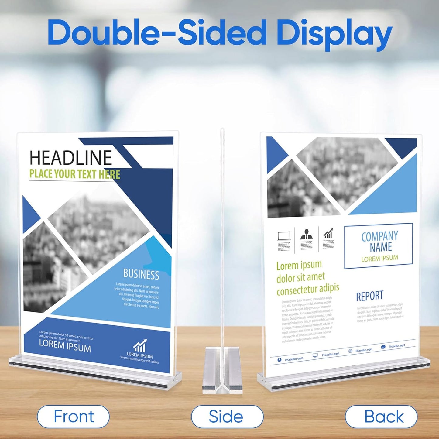 6 Pack Acrylic Sign Holder 4 x 6, Clear Double Side T Shape Acrylic Table Sign Stands for Displaying, Flyer Holder Paper Card Holder for Office Business Store Mall Restaurants