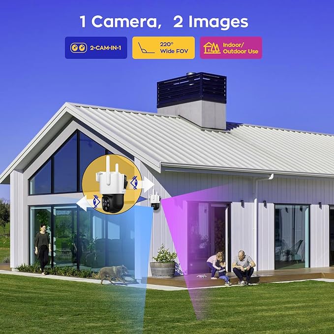 [2-in-1 CAM*8] XMARTO 16-View WiFi 6 Mesh Security Camera System Outdoor Wireless, 8X Dual-Lens CAM, 16CH 4K Long Range WiFi6 Surveillance NVR Kit, 4MP PTZ Home CCTV Set w. 1TB HDD, No Monthly Fee