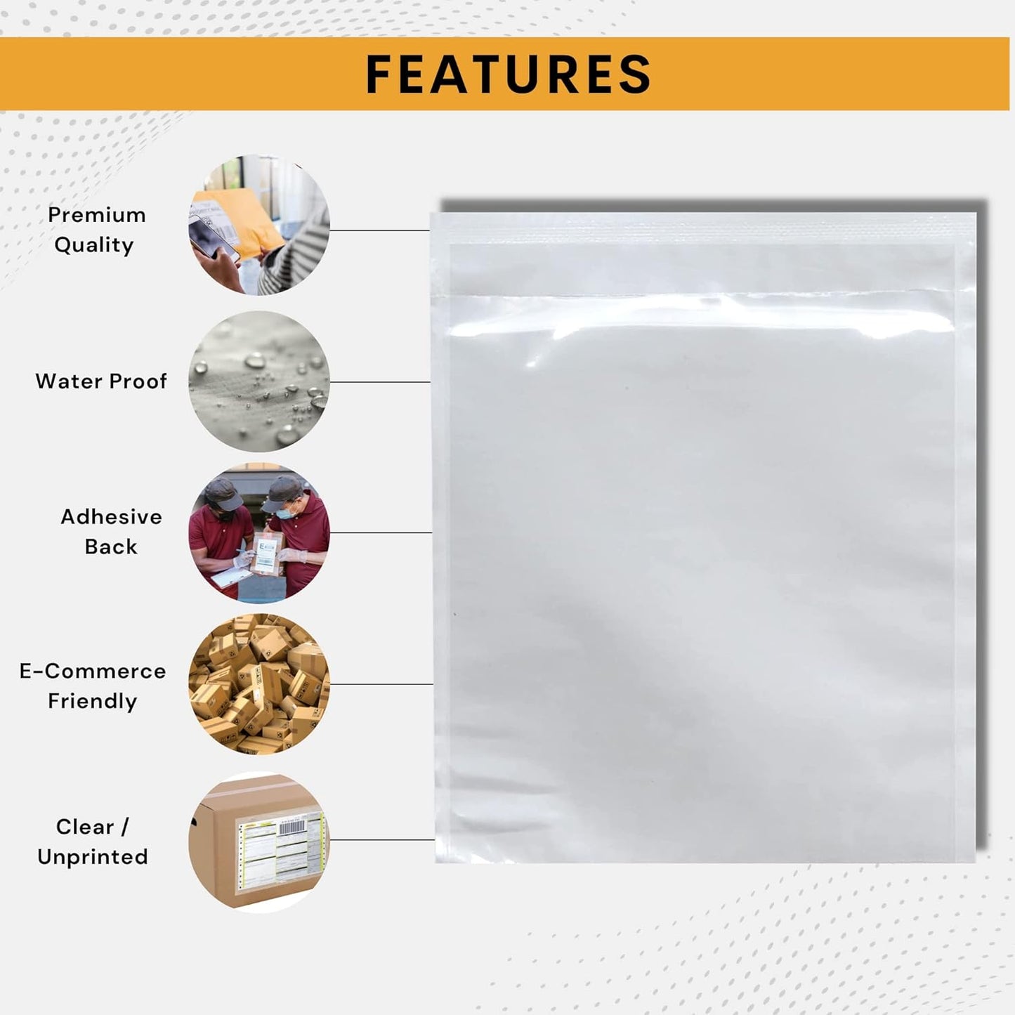 2000 Pack 7"x10" Shipping Label Sleeves – Clear Self-Adhesive Packing Slip Pouches, Waterproof Packing List Envelopes – Ideal for Shipping Documents, Mailing Labels, Invoices & Packing Slips