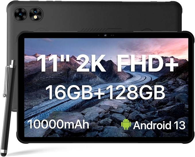 UMIDIGI 2K 11inch Rugged Tablet Android,Active T1 Octa-core 16GB RAM+128GB ROM,10000mAh,16+16+8MP Camera Waterproof Tablet with SIM Card Slot Unlocked/Stylus Pen/4G LTE/WiFi-5/BT 5.0/GPS,Warranty