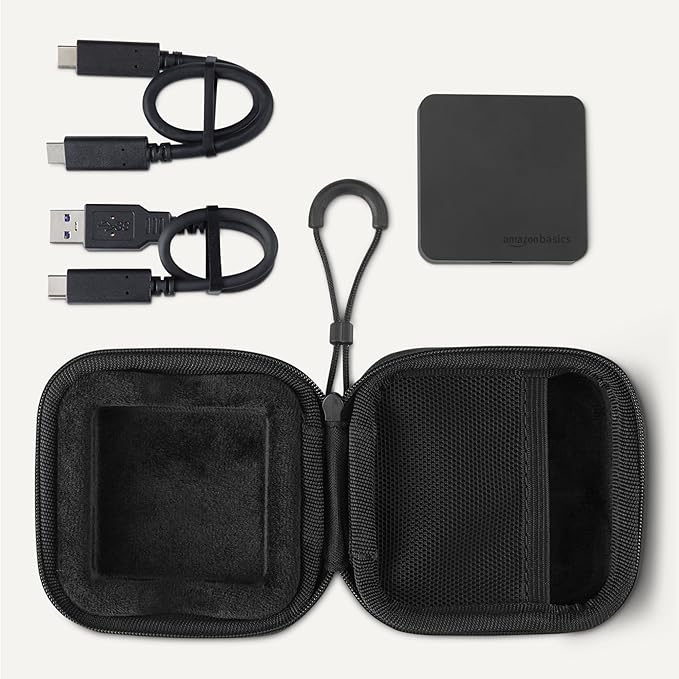 Amazon Basics Portable External SSD, External Solid State Drive 2TB, speeds up to 2000MB/s, USB 3.2 Gen 2, IP65 Water & Dust Resistant, Black