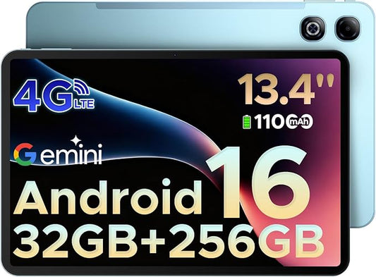 DOOGEE Tab G6 MAX Android 16 Tablet, 13.4 inch Tablet 90Hz 7.7 mm Ultra-Thin Gaming Tablets with Gemini AI, 32GB+256GB/2TB TF, 11000mAh+18W, UNISOC T7280 Octa-Core, 13MP+8MP, Dual Speakers/Face ID