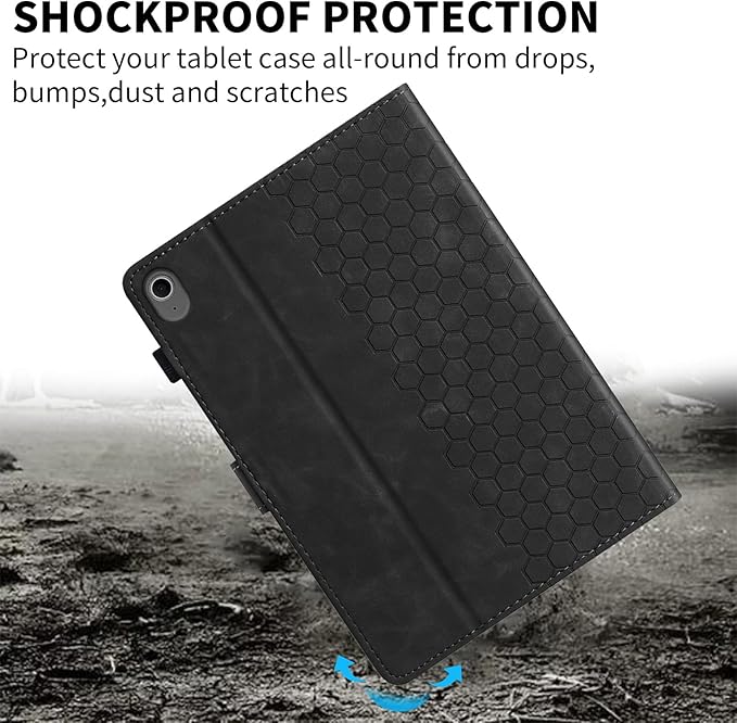 Case for Samsung Galaxy Tab S10 Lite/S10 Fe/S9 Fe 10.9" /S9 11" Tab Cases Multi-Angle Viewing Smart Stand with Pocket Auto Wake/Sleep PU Leather Tablet Flip Folio Cover Black
