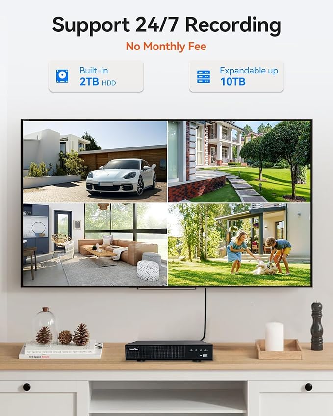 LongPlus 12MP UHD Poe Wired Security Camera Outdoor for Security Cameras System, Cameras for Outdoor Home Security Spot Lights Color Night Vision, Strobe Light Alarm & Sound CP12D1