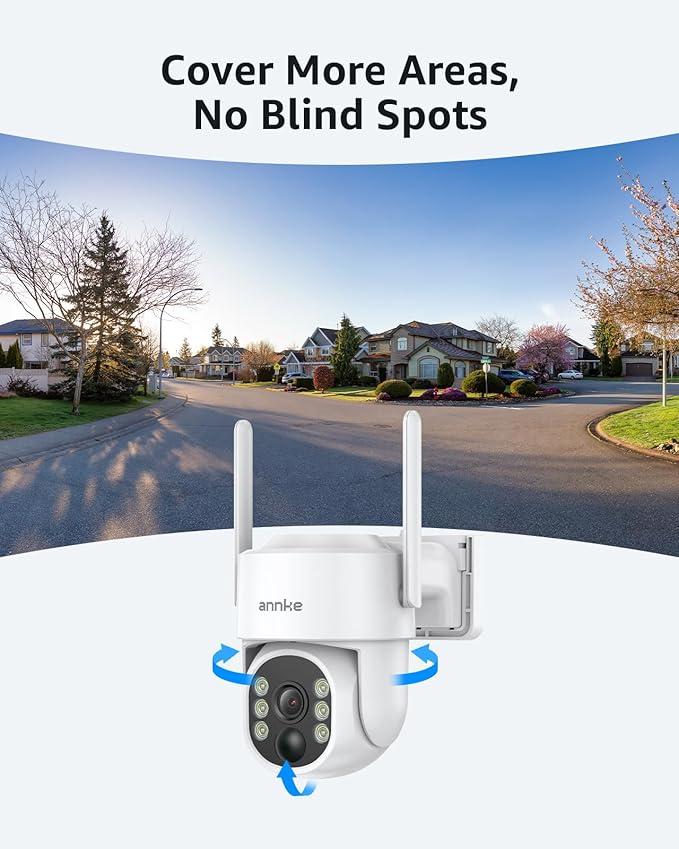 ANNKE Solar Security Camera Wireless Outdoor, 2K HD Dome Camera for Home Security, 360°Viewing, Solar Powered, Two-Way Audio, Smart PIR Motion Detection, Color Night Vision, SD/Cloud Storage, 2.4&5GHz