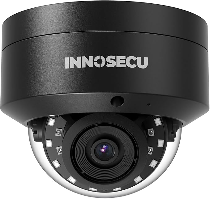 5MP IP PoE Camera, Outdoor Vandal-Proof IK10 Security Dome Camera, Built-in Mic, 2.8mm Lens Wide Angle 110°, Night Vision 100ft, Human&Vehicle Detection, No PT Supported, IND5GR54A-B (Black)