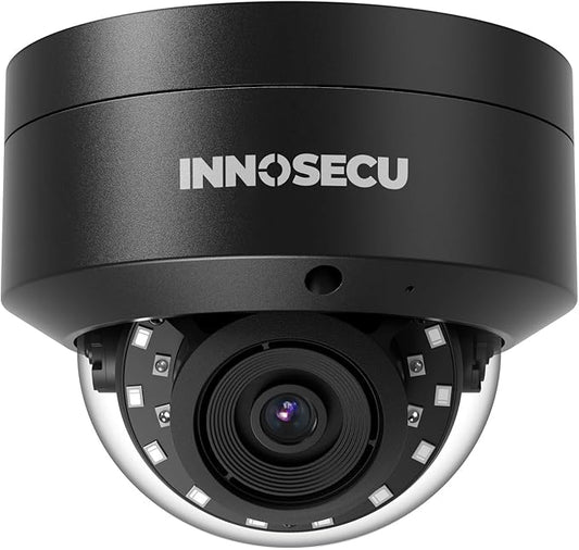 AI 8MP IP PoE Camera, Vandal-Proof Security Surveillance Dome Camera Outdoor, Face Detection, Human/Vehicle Detection, 2.8mm Lens 110°, Built-in Mic, No PT Supported IND8BR54A-B (Black)