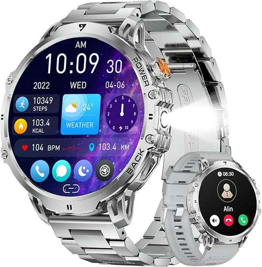 LIGE Smart Watch for Men Answer/Make Call for Android iOS, 1000mAh Battery/Flashlight, 1.85'' HD Military Smartwatch with 100+ Sports Modes, Heart Rate Sleep Monitor, IP68 Waterproof Fitness Tracker