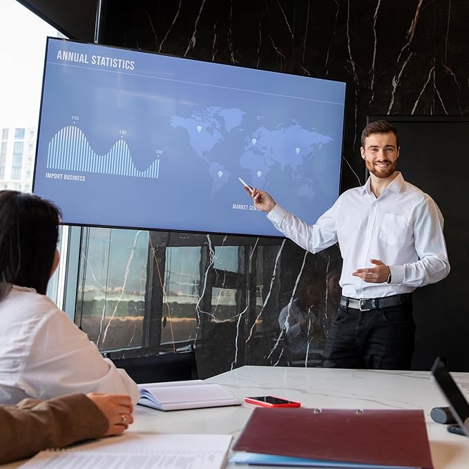 55" Interactive Touchscreen Monitor, Smart Board 4K Display with Wall Mount, Android 14 Smart Touch Screen Presentation Electronic Whiteboard for Office & Classroom, RAM 4G & ROM 32G