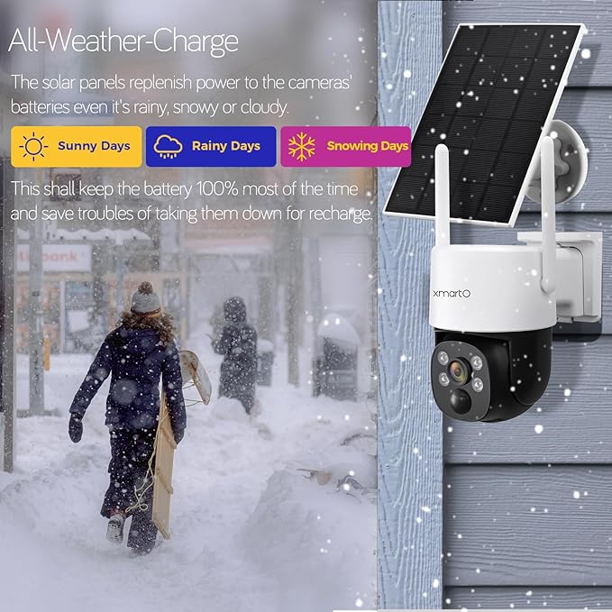 [Night Color] XMARTO 10CH 10Pcs 2K HD Wireless Solar Security Camera System with Starlight Color Night Vision, PTZ Control, Long Range WiFi6, HDMI View on Monitor, 0 Monthly Fee, 64GB Micro SD