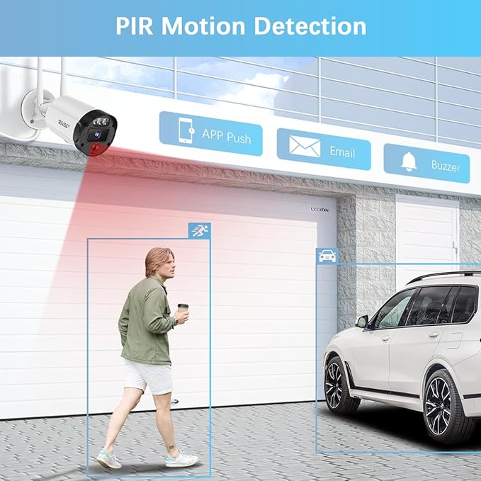 【90ft Super Night Vision】 5MP Outdoor Wireless Security Camera System, Wireless Cameras for Home Security, Home Video Security Cameras, WiFi Surveillance DVR Kits