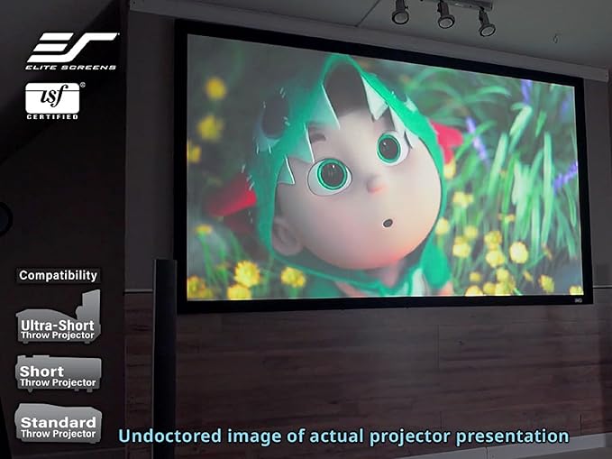 Elite Screens Sable Frame 120” Fixed Frame Projector Screen 16:9, Wall Mounted, 8K/4K UHD, ISF-Certified CineWhite, for Home Theater & Office, Compatible with Standard/Short/UST Projectors, ER120WH2