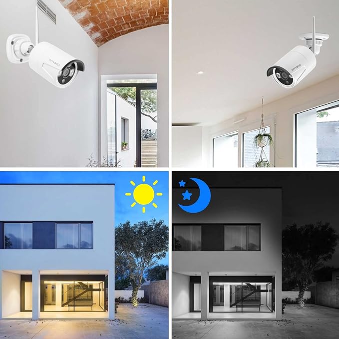 xmartO 10CH 8 Pcs Home Security Camera Kit, 2 * 2K HD Dome Camera and 6 * 2K 3MP Super HD WiFi Home Security Camera, 2-Way Audio, Night Vision, 24/7 Surveillance Camera, No Monthly Fee