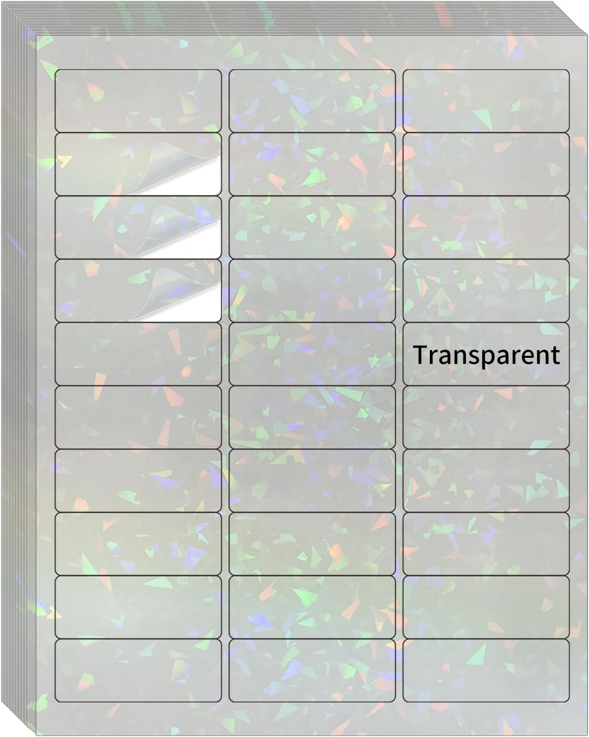 STARLIBOO Transparent Stickers Labels -1" x 2-5/8" Clear Address Labels Mailing Stickers for Laser/Inkjet Printer 8.5"Ã11"- 200 Labels (Clear Holographic)