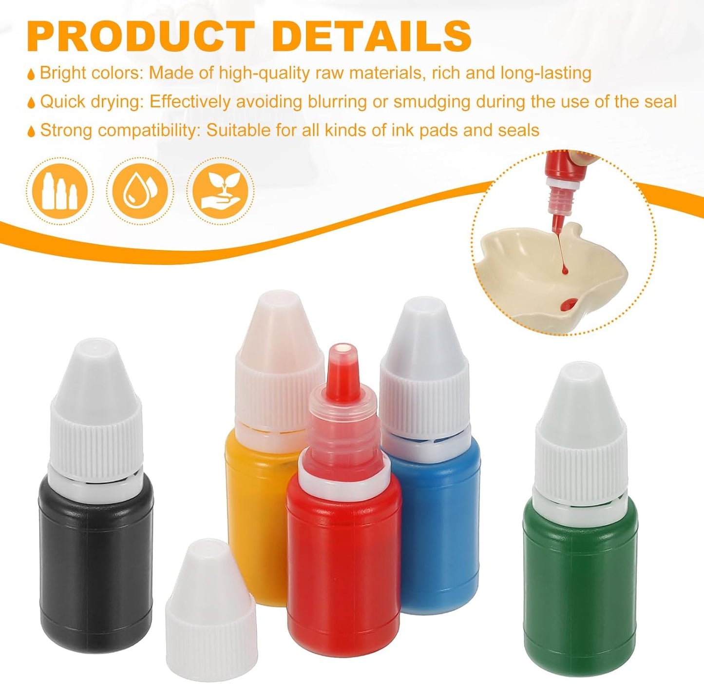 PATIKIL 0.33oz Refill Ink for Stamps and Ink Pads, 12Pcs 10ml Stamp Pad Ink Refill for Office Stamp Self Inking Stamp Date Stamp Scrapbooking, Gold Yellow