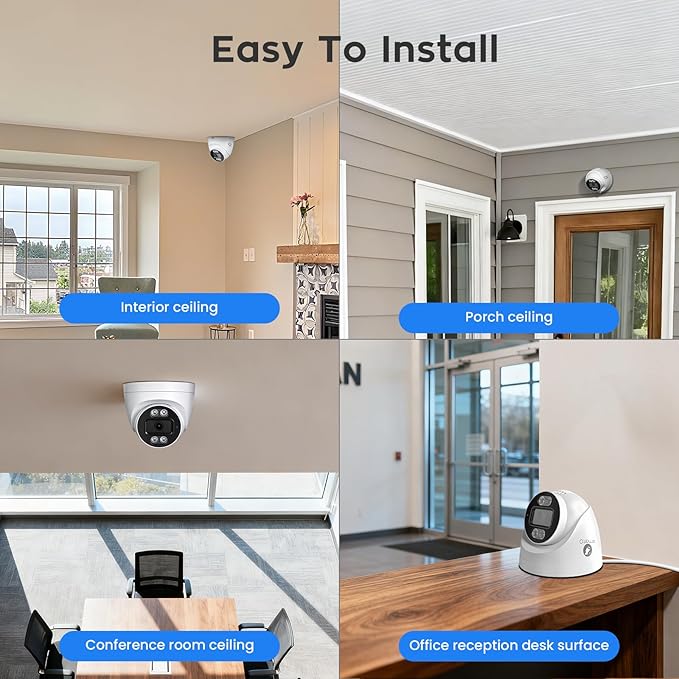 xmartO 16CH 8 Pcs Home Security Camera Kit, 4 * Dual-Image Wide FOV Security Camera and 4 * 2K HD Dome Camera, 2-Way Audio, Night Vision, 24/7 Surveillance Camera, No Monthly Fee(Include 500GB HDD