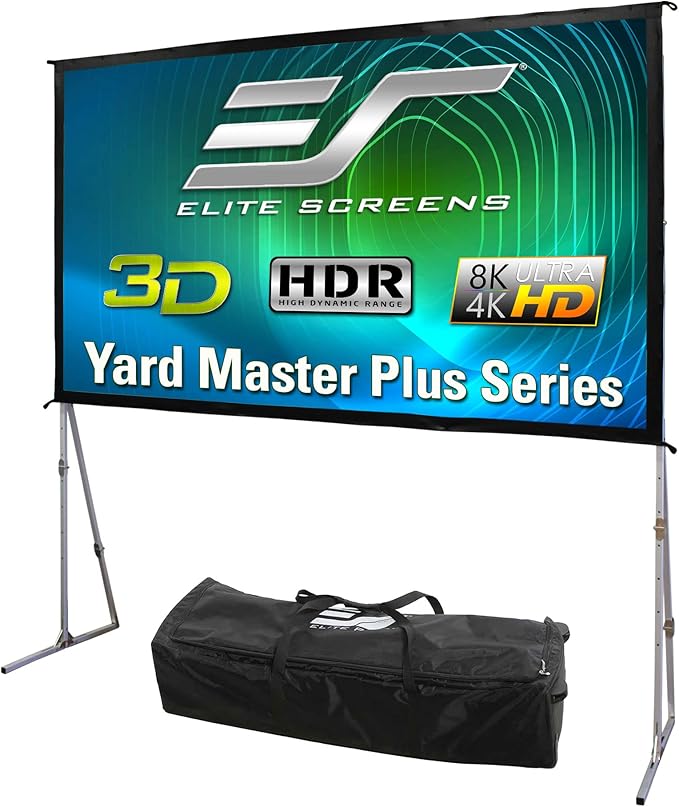 Elite Screens Yard Master Plus, 275-INCH 16:9 Height Setting Adjustable Portable Projector Screen, 4K HD Outdoor Indoor Movie Theater Front Projection, US Based Company 2-Year Warranty, OMS275H2PLUS