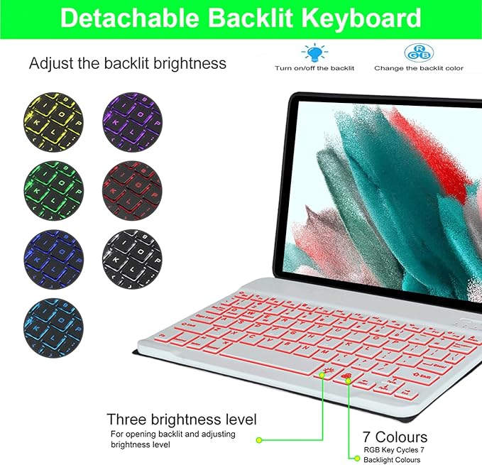 Keyboard case for Samsung Galaxy Tab A11 Plus / A9 Plus 11 inch, Bluetooth Backlit A9+ Keyboard Case with S Pen Holder for A11+ 11", Rose Gold