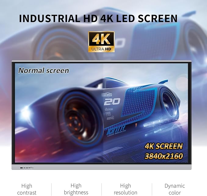 75" Touchscreen Monitor Smart Board, 4K Interactive Presentation Electronic Whiteboard with Android 13, Digital Signage Display for Office, Classroom,RAM 4GB+ ROM 32GB