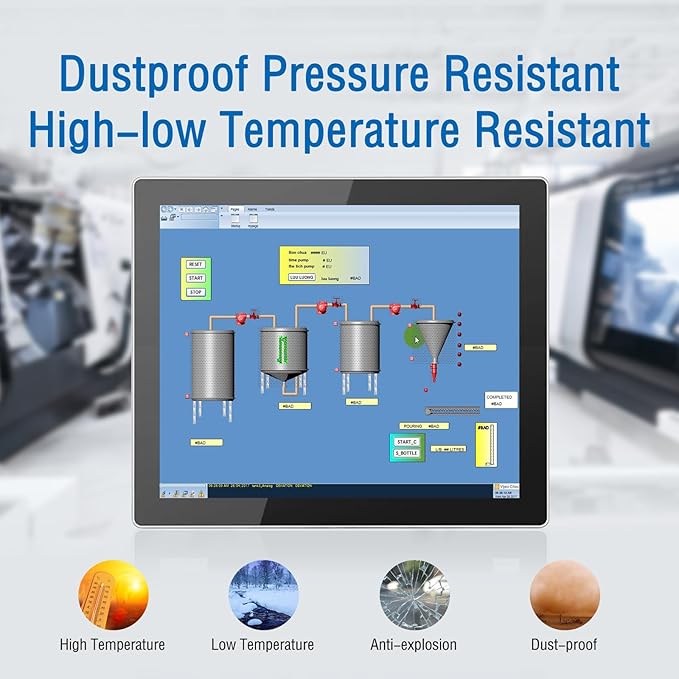 GreenTouch 15 Inch Industrial Display Pure Aluminum 10-Point Capacitive Touch Screen Monitor - HDMI/VGA/DVI Interface - 1024x768
