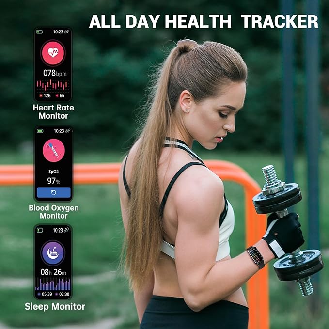 Fitness Trackers, 1.47 Inch Smartwatch, Touchscreen Activity Tracker with Thin Smartband Design, 5ATM Waterproof Fitness Watch Blood Oxygen Heart Rate Monitor for Android/iOS (Blue)