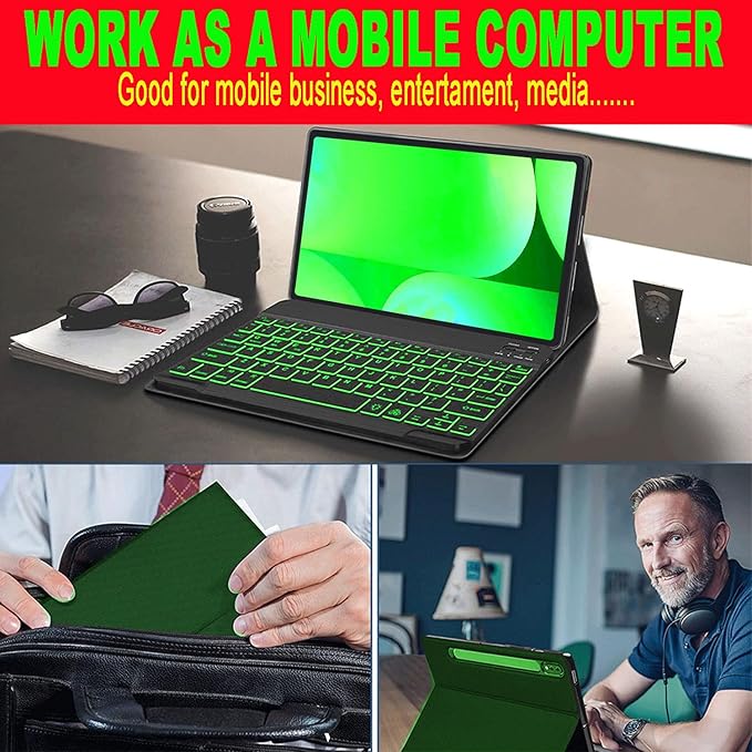 Keyboard Case for Samsung Galaxy Tab 10 FE Plus 13.1inch, S10 FE+ Smart Keyboard Case Magentic Keyboard Cover with S-Pen Holder, Green