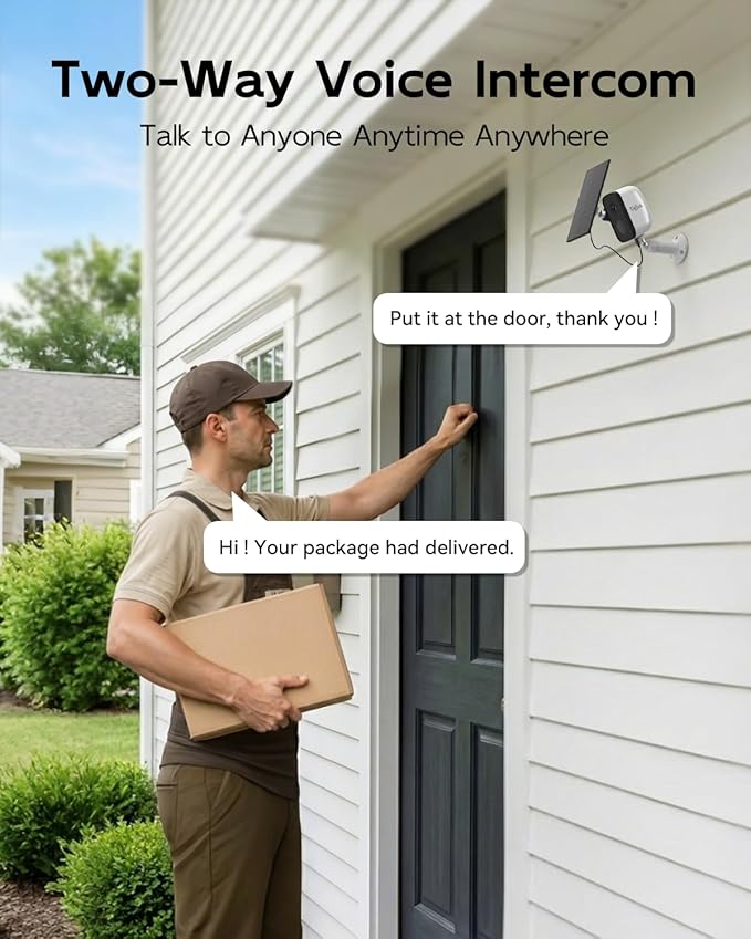 2K Security Cameras Wireless Outdoor, 2.4G/5G WiFi, Solar Camera Outdoor Wireless, Color Night Vision, Solar Powered, Motion Detection Spotlight Siren/2 Way Talk/IP66/Cloud/SD/Alexa