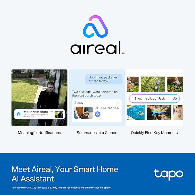 Tapo 4K Outdoor Battery Camera Wireless, Security Camera with Integrated Solar Panel, Person/Vehicle/Pet Detection, Works w/Alexa & Google Assistant, Color Night Vision, SD/Cloud Storage, C465
