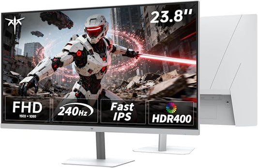KTC 24 Inch 240Hz Gaming Monitor, FHD 1080p PC Computer Monitor with Fast IPS Panel, 1ms Adaptive Sync, HDR400, 116% sRGB, HDMI/DP/USB2.0 Port, Tilt Adjustment, VESA, Eye Care, White, H24F7