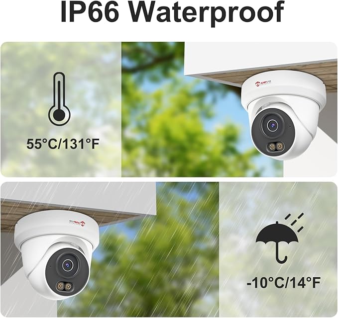 Anpviz 12MP 16CH NVR PoE Security Camera System, 8PCS 3K 6MP Wired IP Turret Cameras Outdoor with AI Human Vehicle Detection, Smart Color Night Vision, Built in Mic, 12MP PoE NVR with 4TB HDD, NDAA