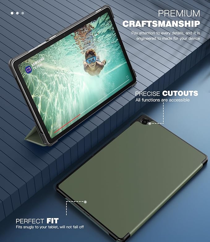 TiMOVO Case for Samsung Galaxy Tab A9+/A9 Plus 11 Inch 2023, Slim Lightweight Stand Hard Back Shell Protective Cover for Galaxy Tab A9+ Tablet SM-X210/X216/X218, Auto Wake/Sleep, Pine Green