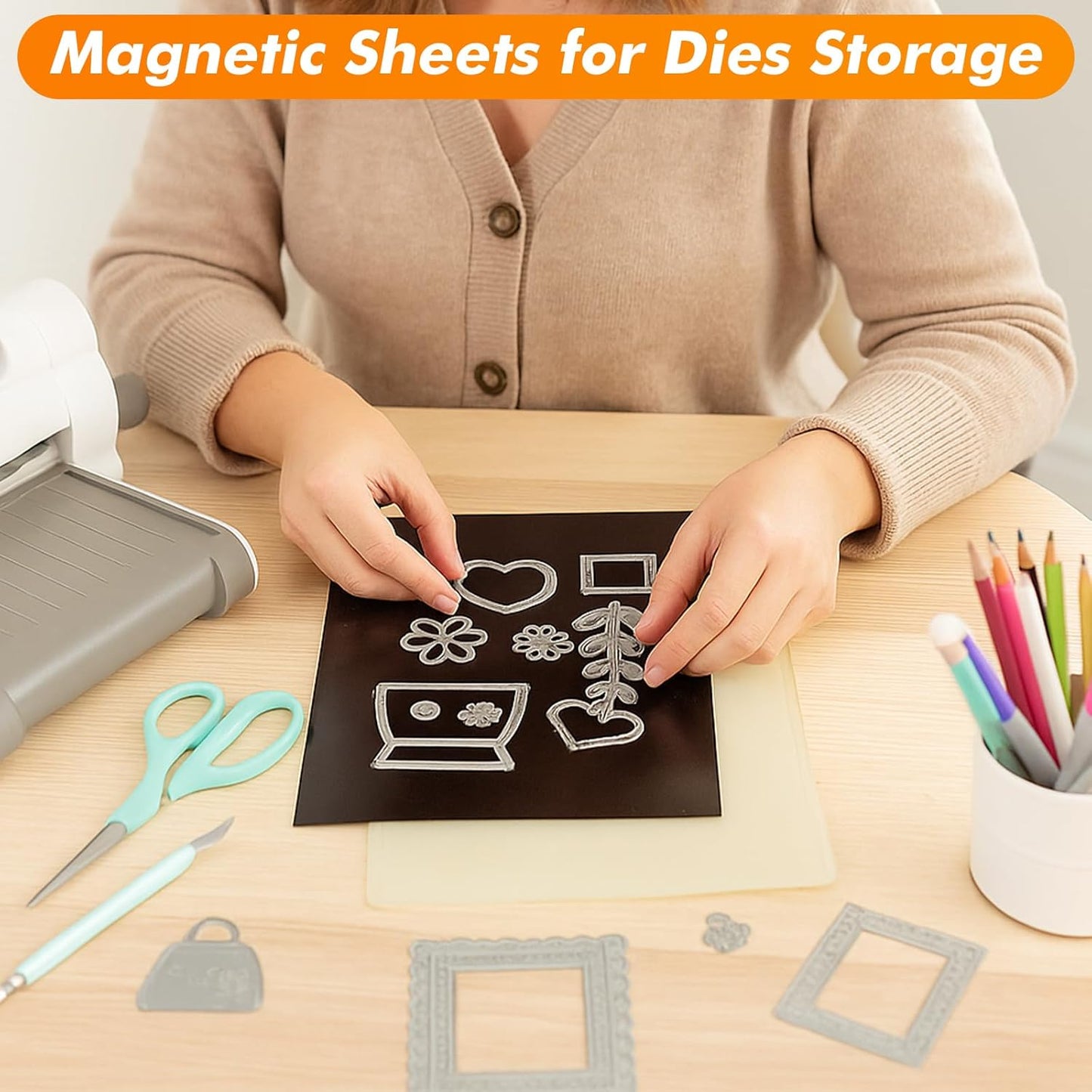 Magnetic Sheets with Adhesive Backing 8 x 10 Inch, 50 Packs Flexible Magnetic Adhesive Sheets, Magnetic Contact Paper, Adhesive Magnetic Sheets for Dies Storage, Photos, School, Home, Office