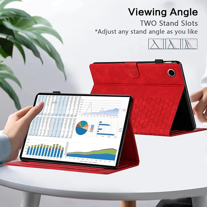 Case for Samsung Galaxy Tab A9 Plus/A9+ 5G 11 Inch 2023 Model (SM-X210/X216/X218), Multi-Angle Viewing Smart Stand with Pocket Auto Wake/Sleep PU Leather Tablet Cases Flip Folio Cover Red