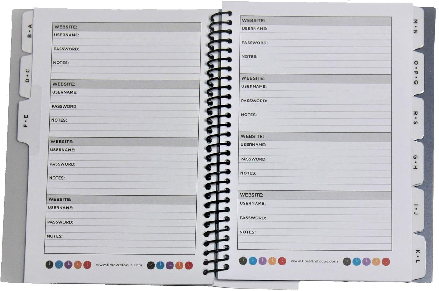 RE-FOCUS THE CREATIVE OFFICE, Password Keeper Small Mini Pink Camouflage with Alphabetical Tabs Spiral Binding Removable Sheets Journal Organizer Including Sections for Website, Address, Username, and