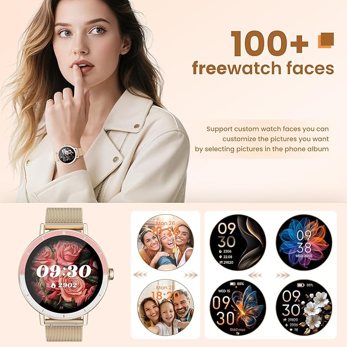 KEEPONFIT Smart Watches with Bluetooth Calls(Answer&Make) for Android/iPhone, 1.27’’ Touch Screen with IP68 Waterproof Activity for Women/Men, Pedometer with 100+ Sports Model/Heart Rate/SpO2 Monitor