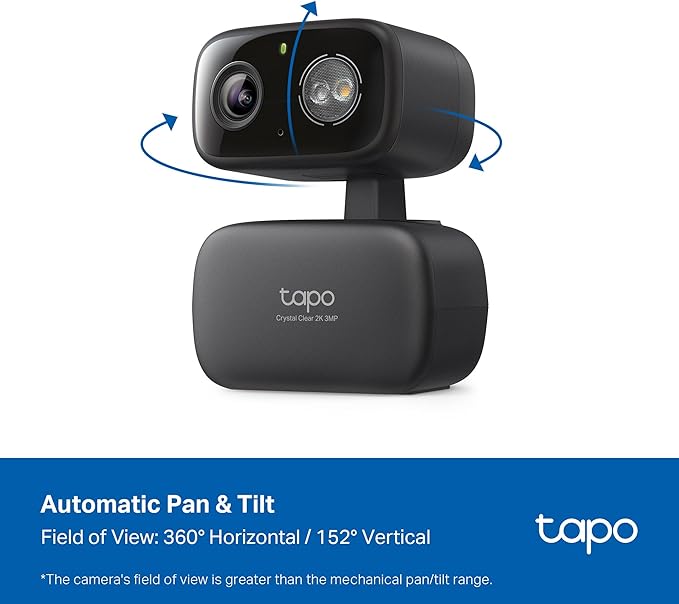 Tapo 2K 3MP Pan/Tilt Indoor/Outdoor Security Camera, Free Person/Baby Cry Detect & Motion Track, 360° View, Color Night Vision, SD/Cloud Storage, Works w/Alexa & Google Assistant, HybridCam 360
