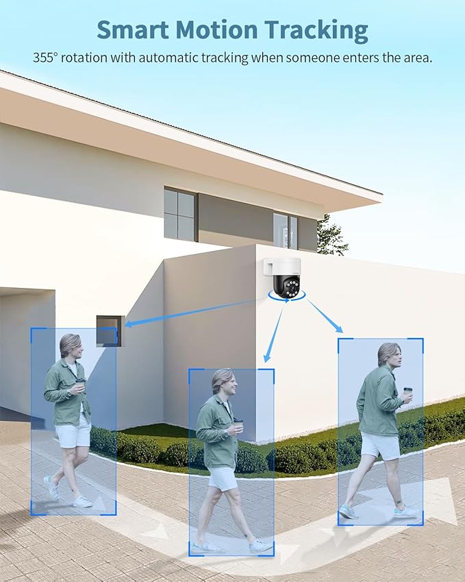 OHWOAI 《130°Wide Angle & 2-Way Audio 》4K Outdoor Wired Security Camera System,360 Degrees Security PTZ IP Cameras,Surveillance Video Equipment, Surveillance DVR Kits